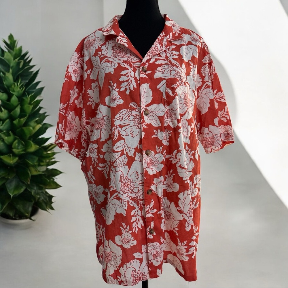 Old Navy Red and White Floral Shirt